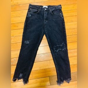 Free People Black Distressed Jeans